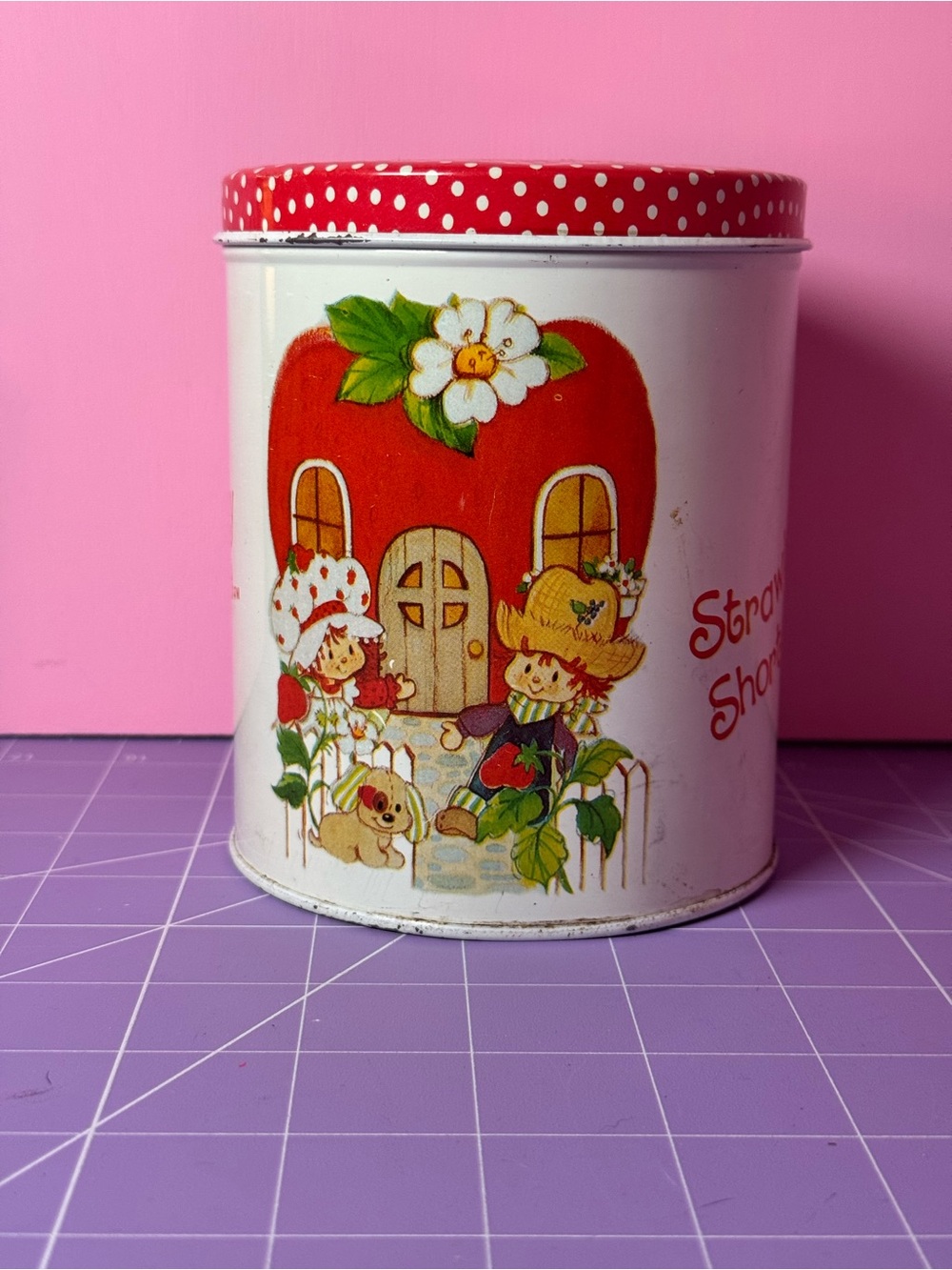 1979/ 1980 Strawberry Shortcake Decorative Tin with Polka Dot Lid